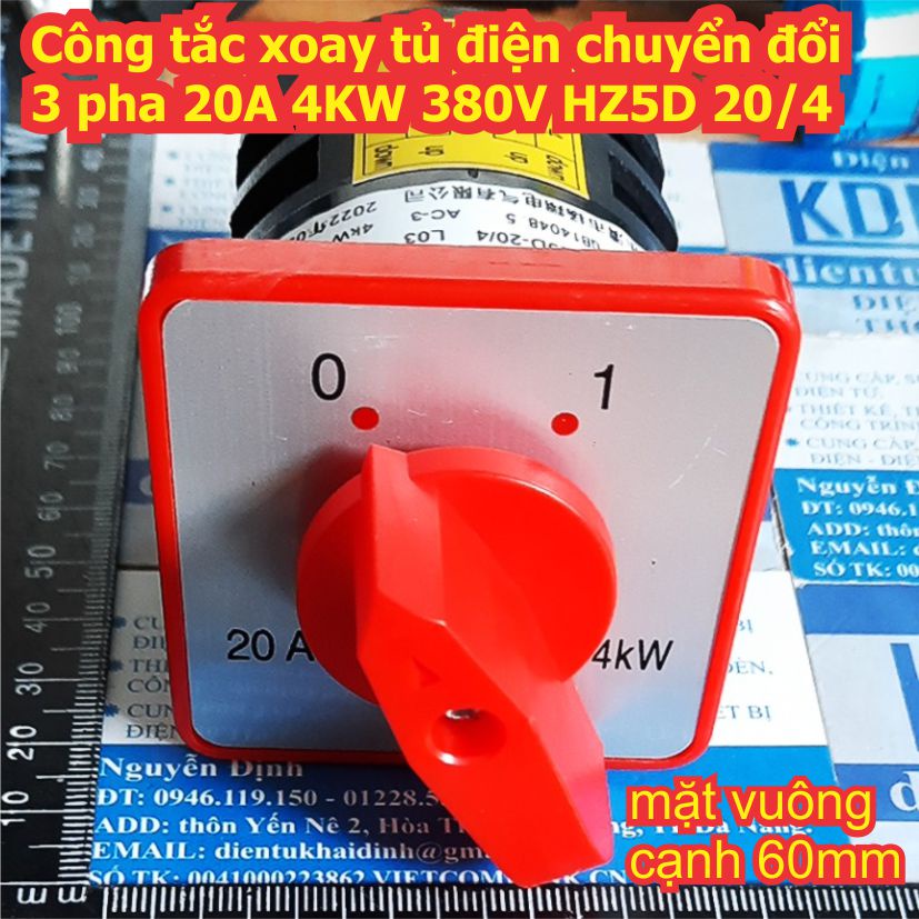 Công tắc xoay tủ điện chuyển đổi 3 pha 20A 4KW 380V HZ5D 20/4 kde2525