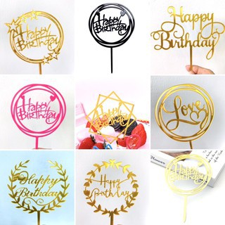 Hình cắm meka trang trí bánh sinh nhật tráng gương 2 mặt, topper cắm bánh bằng meca, topper cake