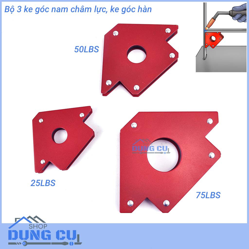 Bộ 3 ke góc nam châm 25lbs - 50lbs - 75lbs ke góc hàn