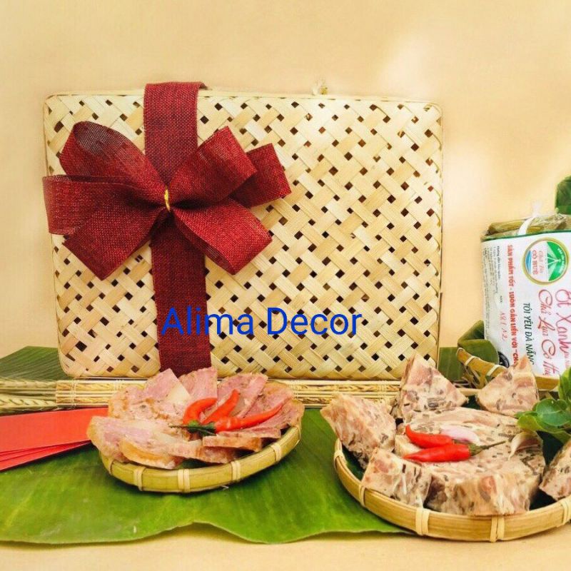(Hỏa Tốc) Giỏ Quà Tre Đan Xuất Khẩu -Hộp Tre Đựng Bánh Trung Thu