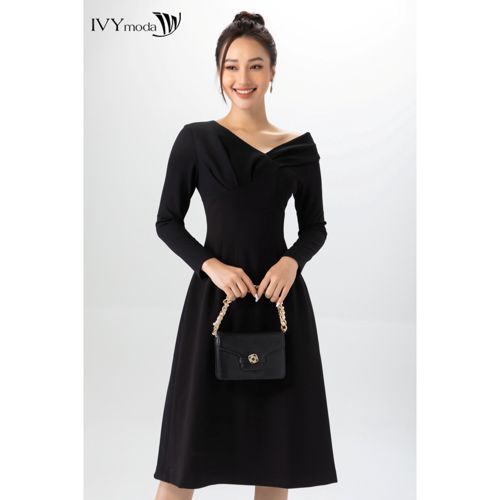 Đầm thun nữ lệch vai IVY moda MS 39B9097