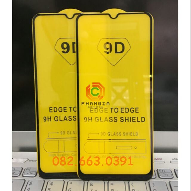 (có video) Kính cường lực realme c3 full màn, full keo, 9H+, không li ti