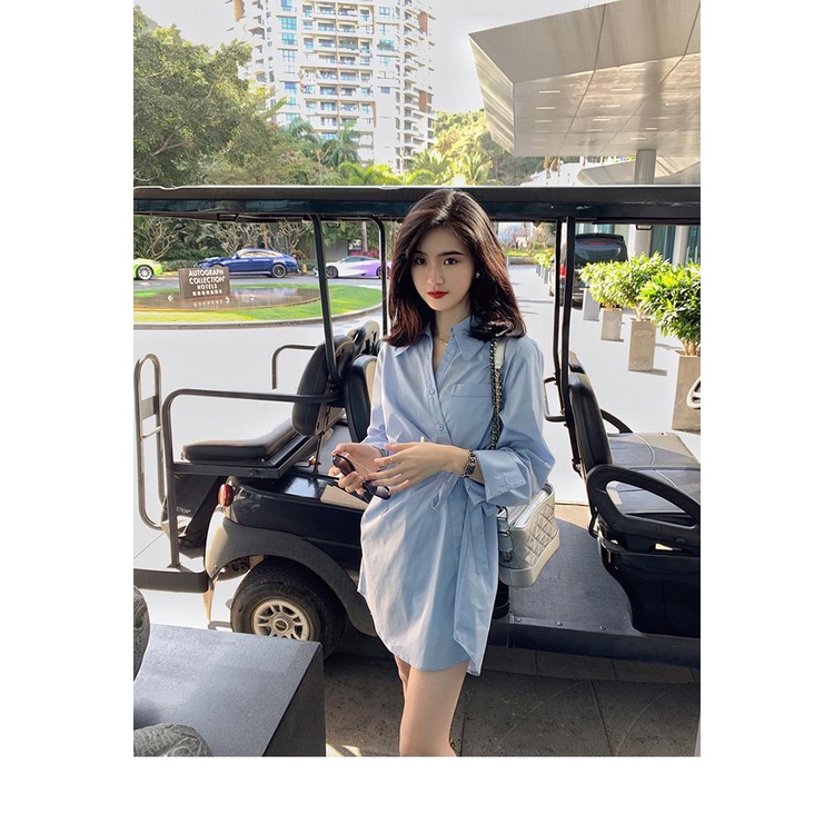 VN681 JinYi Váy sơ mi chiết eo điệu đà thời trang hàng Quảng Châu chất đẹp