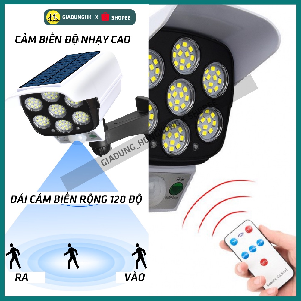 Đèn led năng lượng mặt trời giả camera cảm biến tắt bật khi có người đi vào chống nước tự động sạc chống trộm HK SHOP