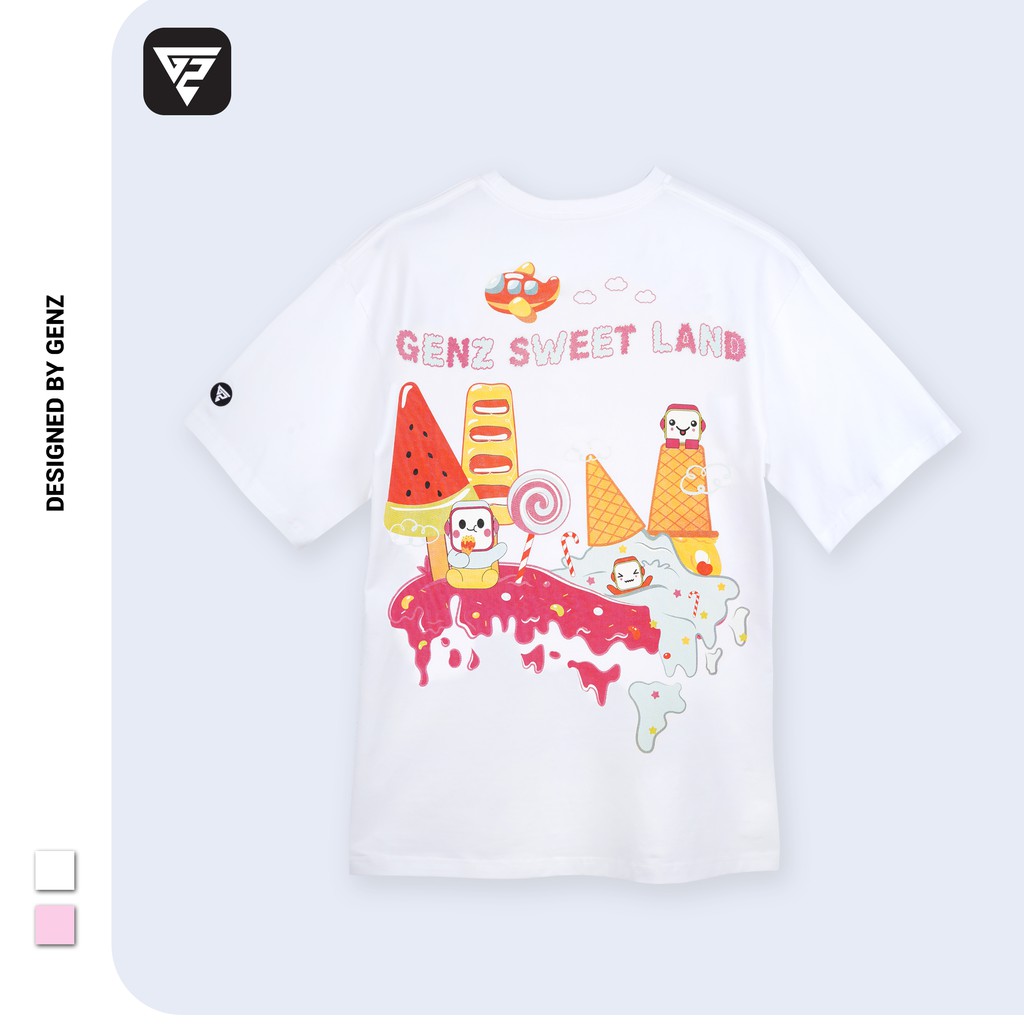 Áo thun tay lỡ GENZ phông Unisex nam nữ Cotton oversize form rộng Sweet Land GTZ033 | BigBuy360 - bigbuy360.vn