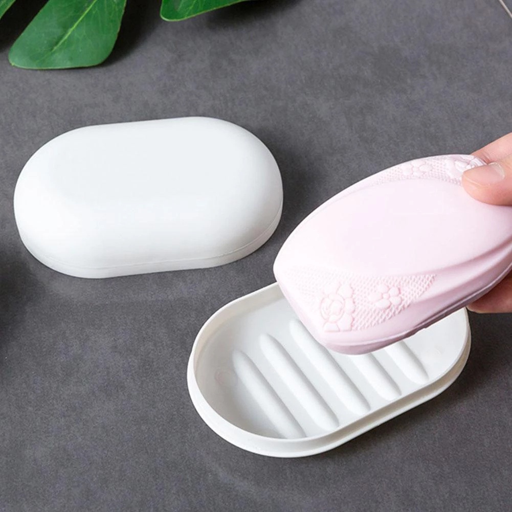 Hộp đựng xà phòng hình oval kèm nắp đậy chống thấm nước tiện dụng