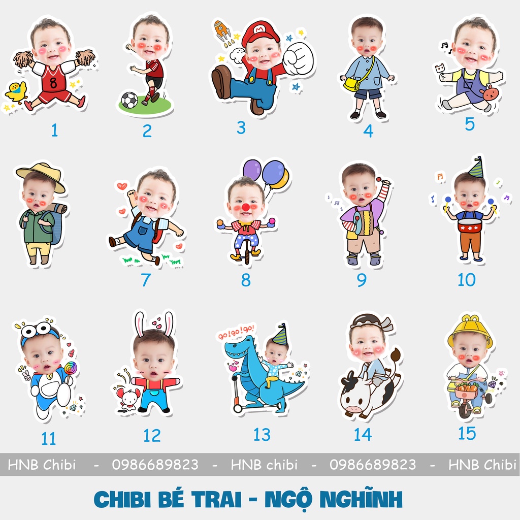Hình chibi bé trai, chibi sinh nhật đáng yêu, ngộ nghĩnh, có nhiều mẫu mã