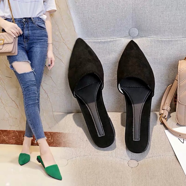 Sục nữ trơn da lộn đế 1.5cm(ảnh thật)