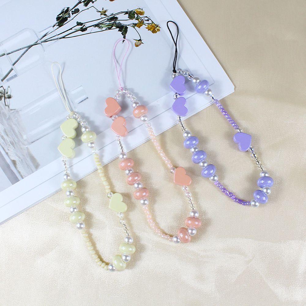 Dây Đeo Điện Thoại Bằng Acrylic Chống Thất Lạc Hình Trái Tim Dễ Thương