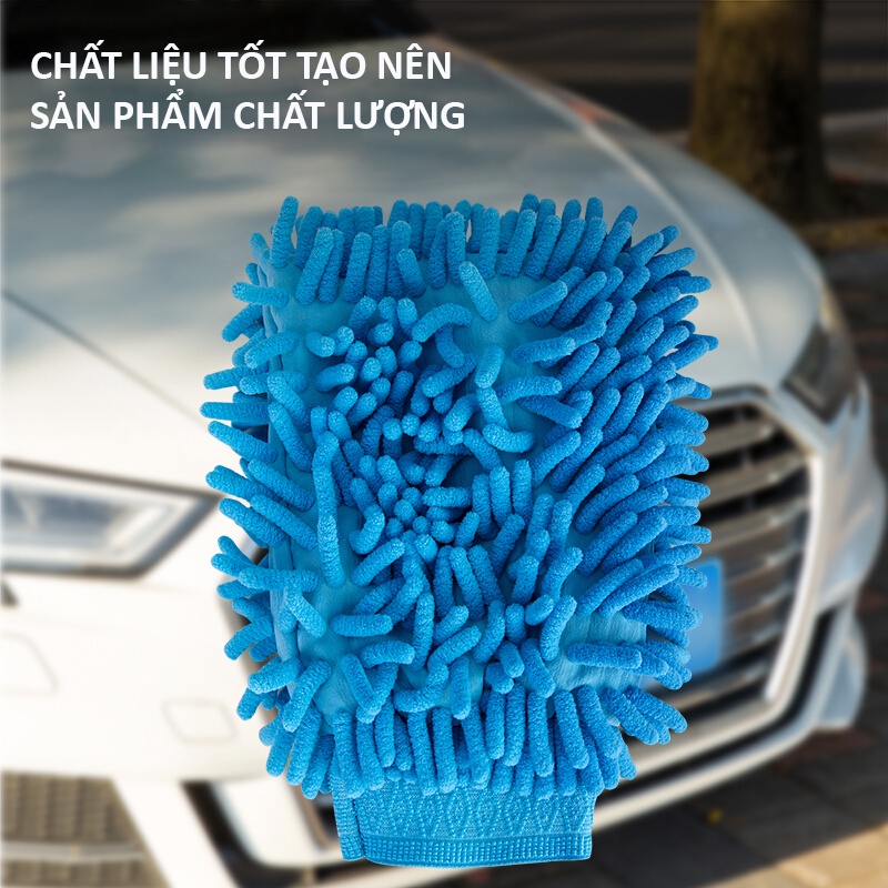 Găng tay rửa xe chuyên dụng SOEASY tua san hô dày dặn hai mặt thấm hút tốt RX06