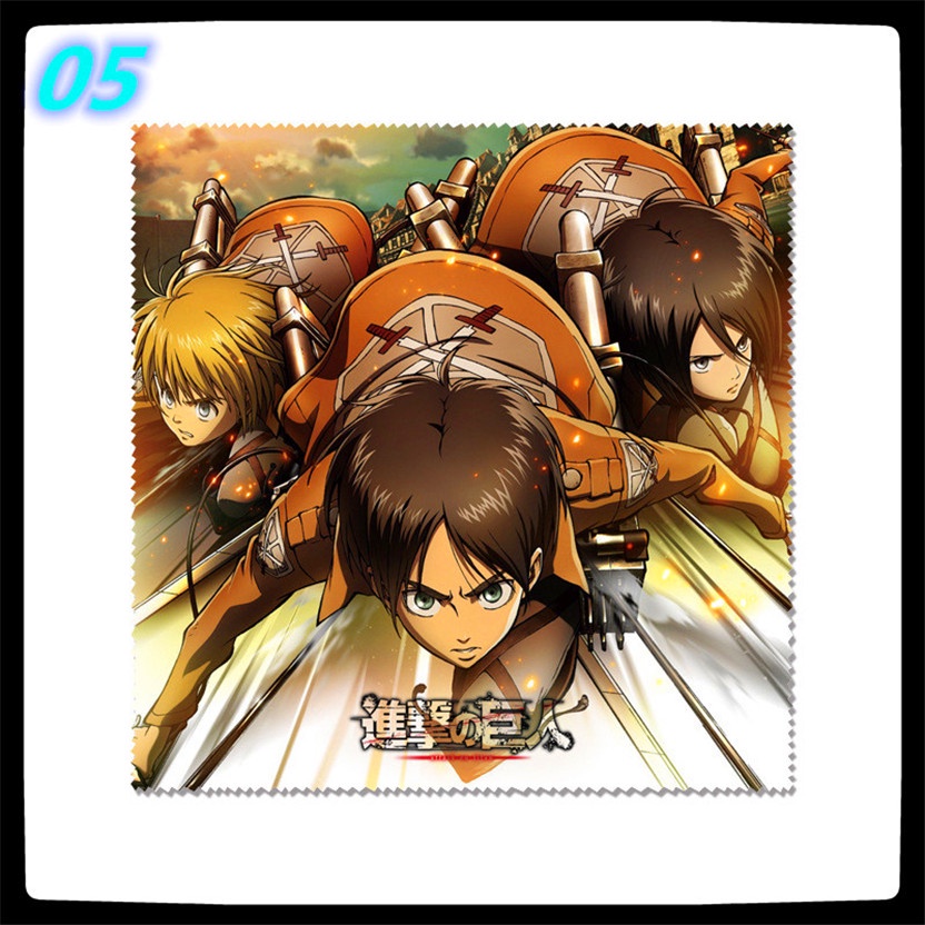 ★ Dụng Cụ Vệ Sinh Mắt Kính Họa Tiết Anime Attack on Titan ★ 1 Khăn Lau Kính, Màn Hình Điện Thoại