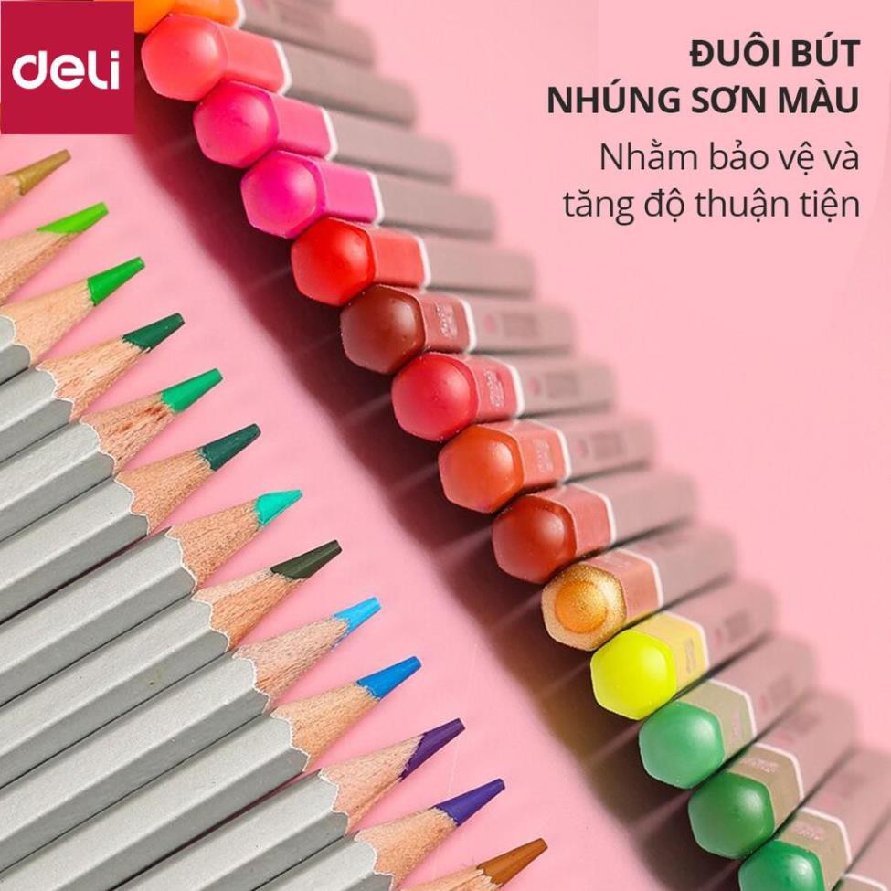 Bút chì màu nước cao cấp Deli - Có kèm cọ tán - Bộ 24/36/48 màu - 6521/6522/6523/6524 [Deli]