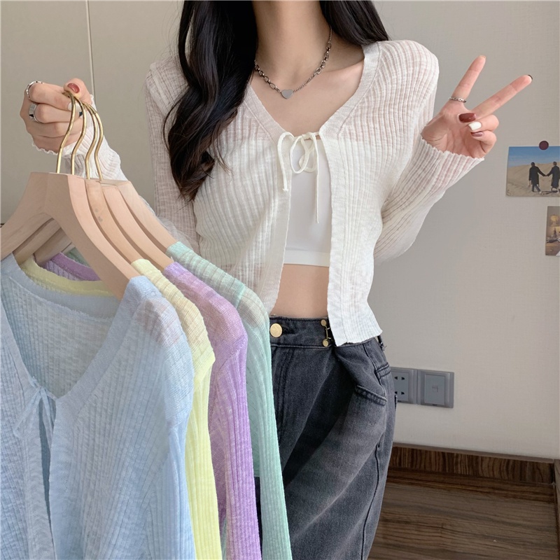 Áo khoác cardigan DIDIKA dệt kim chống nắng thời trang mùa hè cho nữ