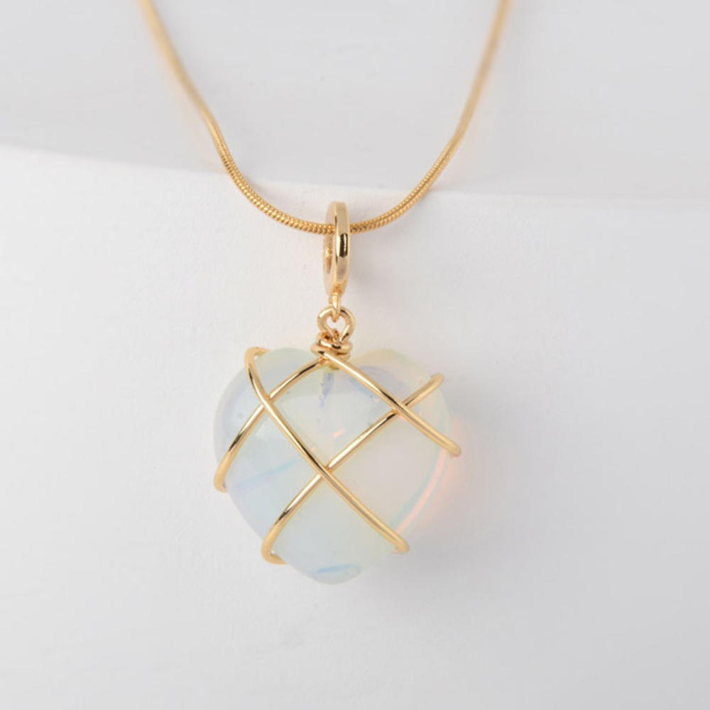 Vòng cổ Mặt Đá Opal Hình Trái Tim Thời Trang Cho Nữ