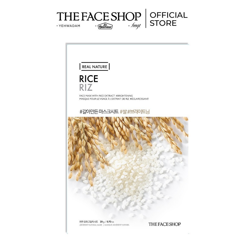 [Mã COSTFS13 - 8% - Tối đa 40K đơn 250K] Mặt Nạ Làm Sáng Da TheFaceShop Real Nature Rice Face Mask 20g