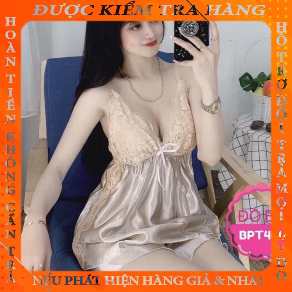 Đồ ngủ sexy DN1 🦋 FREE SHIP 🦋 Đồ ngủ sexy lụa phi hai dây chất mịn quyến rũ dễ thương okhucli