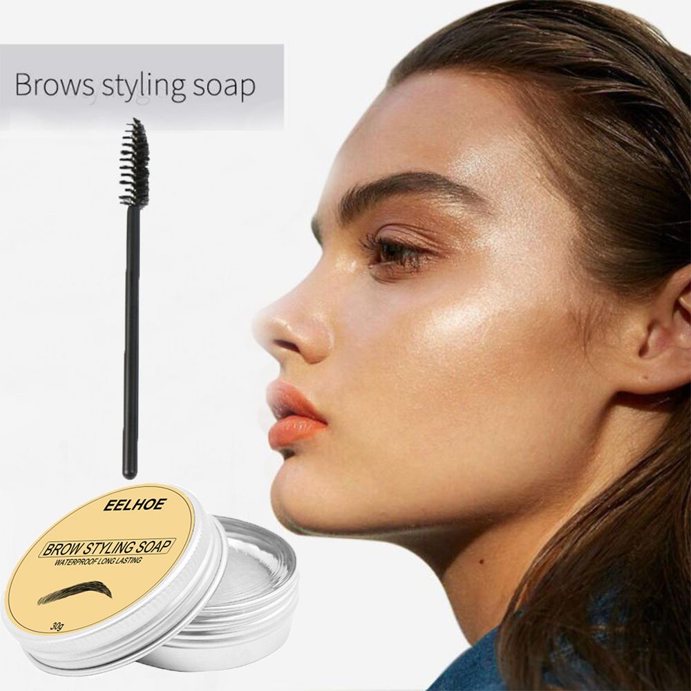 Sáp trang điểm lông mày 3D tự nhiên lâu trôi dạng gel dày trong suốt kèm cọ chuốt lông mày xoắn ốc