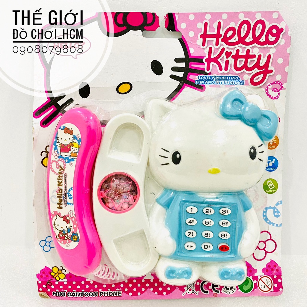 [TRỢ GIÁ-CÓ ĐÈN NHẠC] Đồ chơi điện thoại bàn hình mèo Đôrêmon/ Hello kitty rất dễ thương dành cho bé .