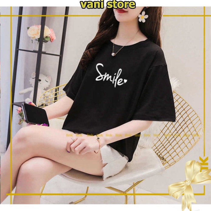 [Tặng Quà] Áo phông nữ tay lỡ SMILE siêu đáng yêu unisex ( Đen, Trắng ) . | BigBuy360 - bigbuy360.vn