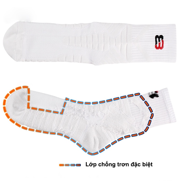 Tất vớ thể thao Chống trơn cao cổ nam giới Sport 8 Full màu size 39-45
