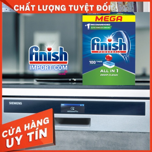 [CHÍNH HÃNG] Hộp 100 viên rửa chén Finish All in 1 – (6x tính năng trong 1 viên) – Dành cho máy rửa chén gia đình