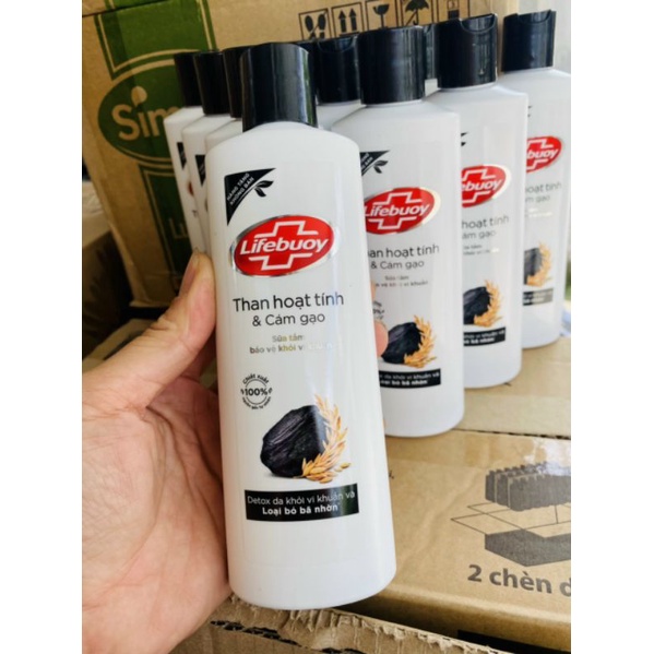 Sữa tắm Lifebuoy than hoạt tính và cám gạo - Hàng Công ty/chai 200gr