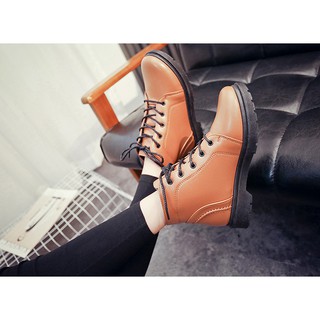 GIÀY BOOT CỔ THẤP CỘT DÂY CÁ TÍNH MÀU NÂU
