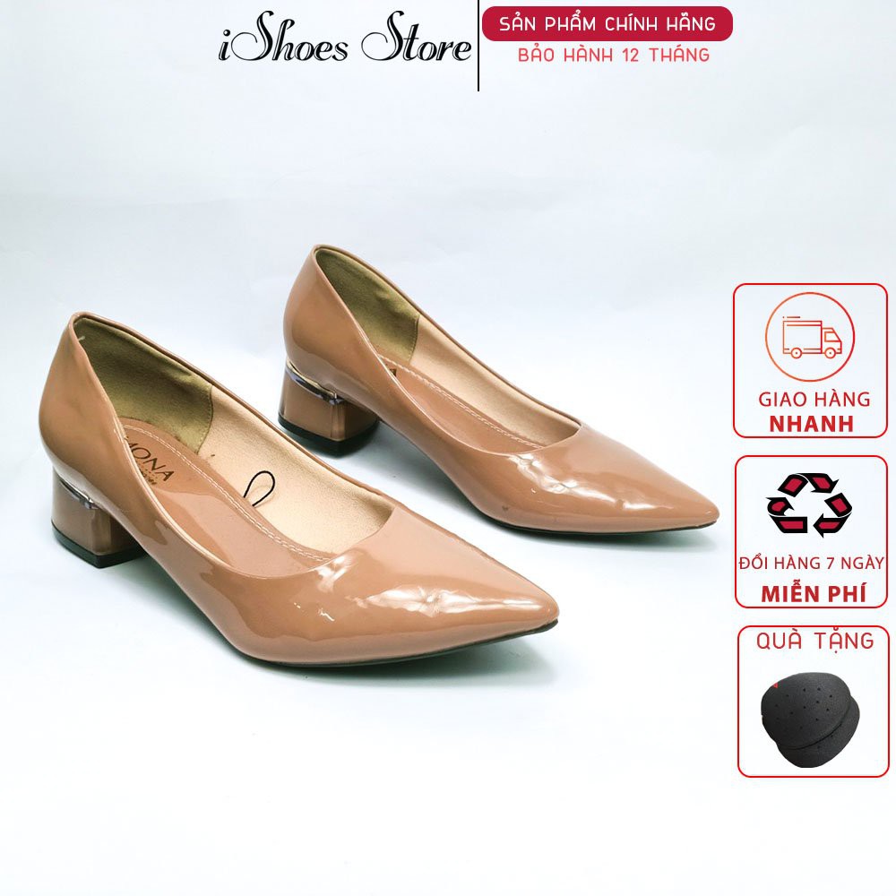 Giày nữ cao 3cm da bóng MONA - D727