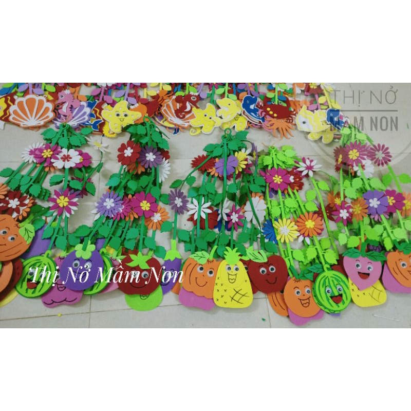 Dây rèm trang trí 6 lá bằng xốp - nỉ - đồ dùng mầm non