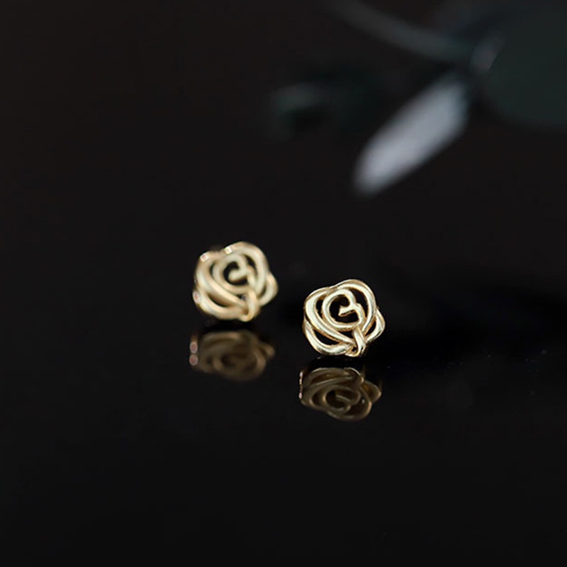 Bông Tai Mạ Bạc 925 Hình Hoa Hồng Mini Đơn Giản Cao Cấp Cho Nữ