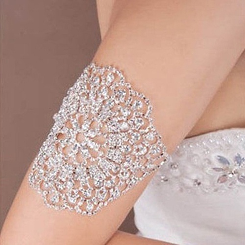 Vòng tay cô dâu bằng hợp kim thiết kế hoa đính đá lộng lẫy cho nữ