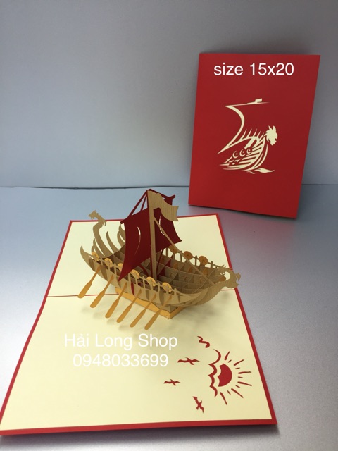 Thuyền 8  ( thuyền Đua ) -  Boat - Thiệp 3D ( 2 màu  ) | BigBuy360 - bigbuy360.vn