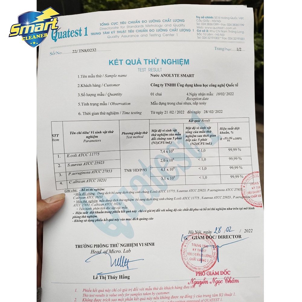 Nước sát khuẩn SMART ANOLYTE  khử khuẩn tay, bề mặt an toàn từ thiên nhiên không kích ứng 500ml