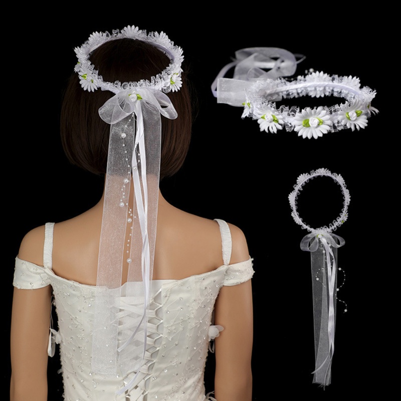 Vòng Hoa Ren Ruy Băng Đính Hạt Thủ Công Dùng Chụp Ảnh Kỳ Nghỉ