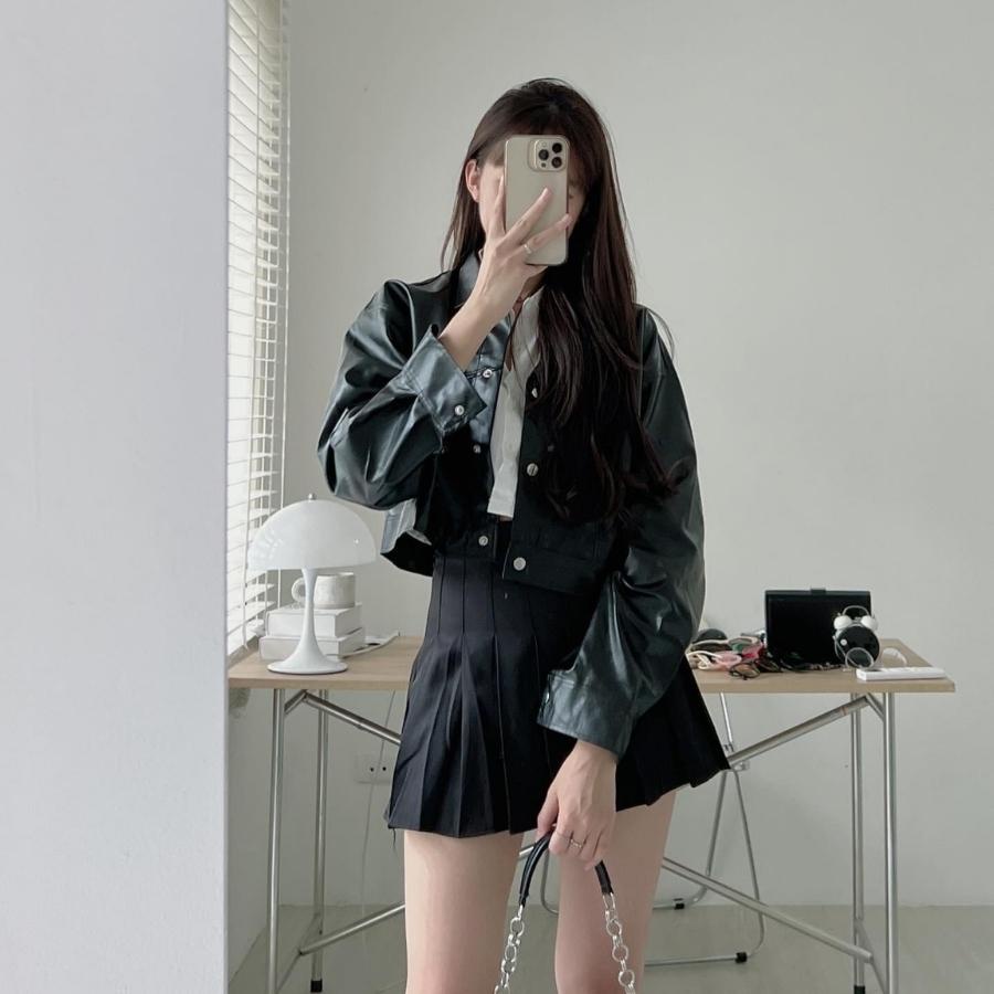 Áo khoác da nữ croptop basic phong cách cá tính trẻ trung năng động mặc đi chơi đi học đi làm VANISA AK007