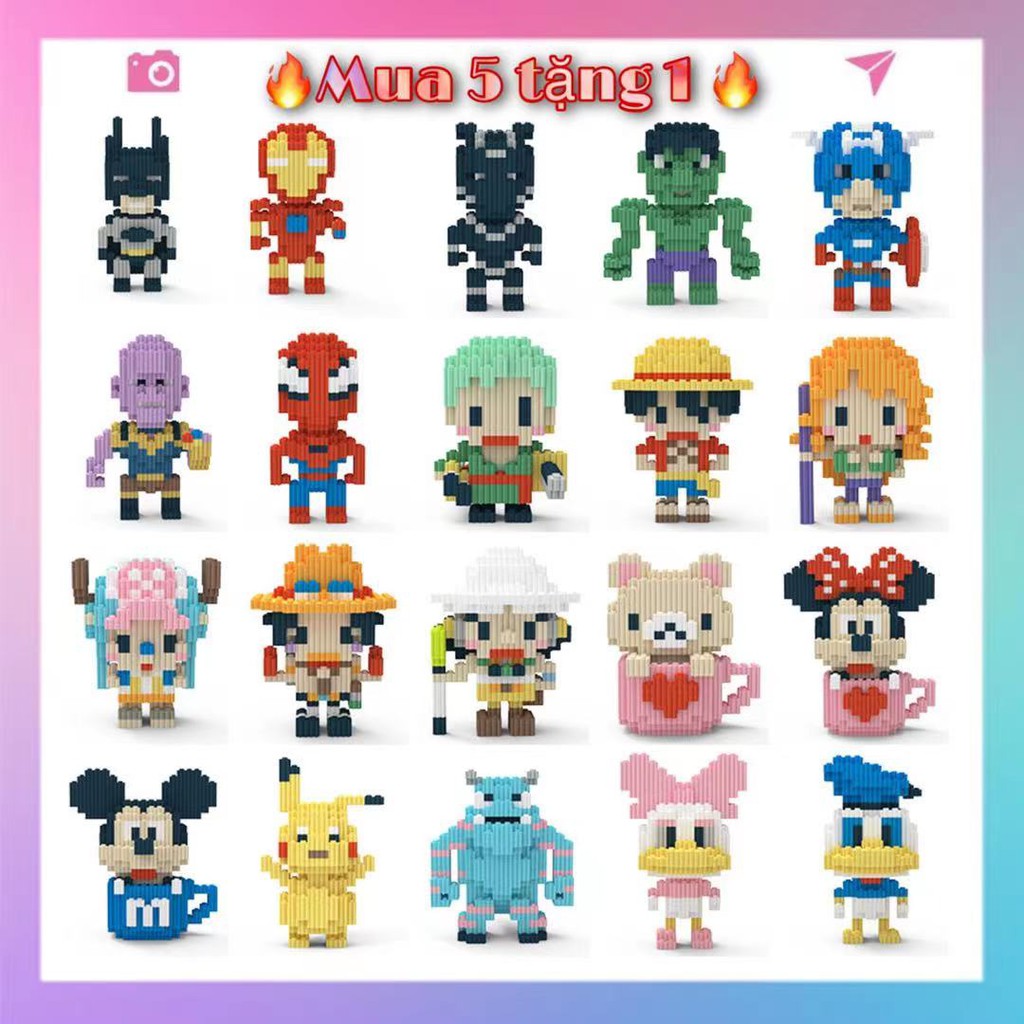 💖 Mua 5 tặng 1 💖 Disney 3D LEGO Bộ Đồ Chơi Lắp Ráp Mô Hình Phát Triển Trí Não Cho Bé