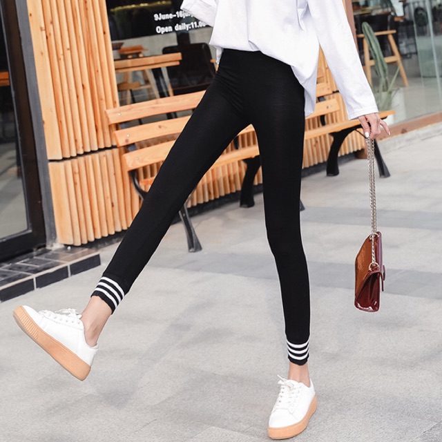 Quần legging thun bo lai big size 3 sọc size lớn 4Xl 65-80kg