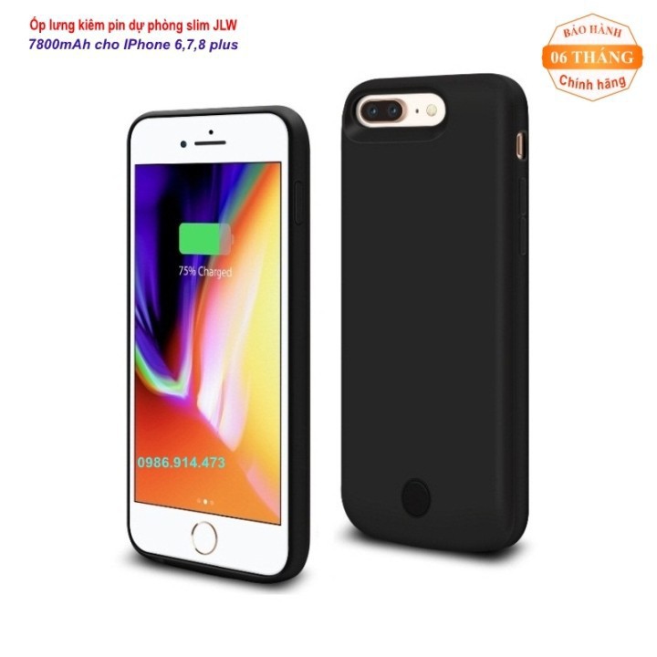 Ốp lưng kiêm sạc dự phòng JLW Slim 7800mAh IPhone 6-7-8 plus-BH toàn quốc