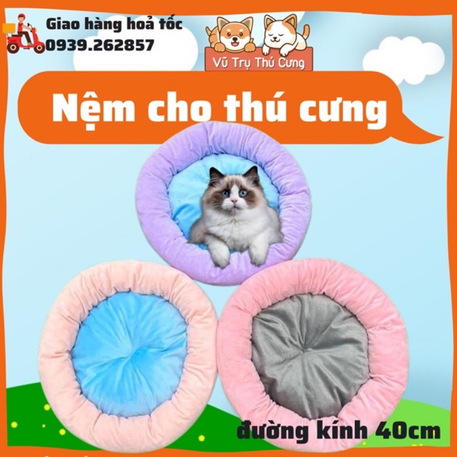 [Giá rẻ] Đệm Nhung Tròn cho Chó Mèo Nệm ngủ cho mèo
