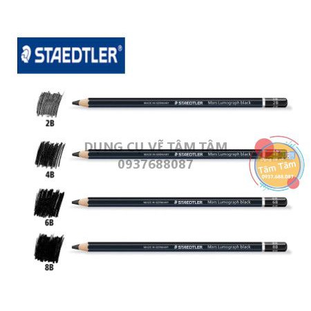 Chì Than Staedtler Mars Lumograph Black Cao Cấp 100B-Dụng cụ vẽ Tâm Tâm [SHIP HÀNG SAU 01/10/2021]