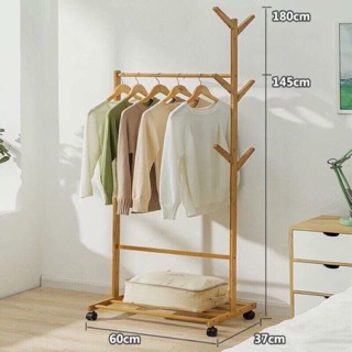 Cây treo quần áo bằng gỗ tiện dụng KT 176x60x37cm (ảnh thật)