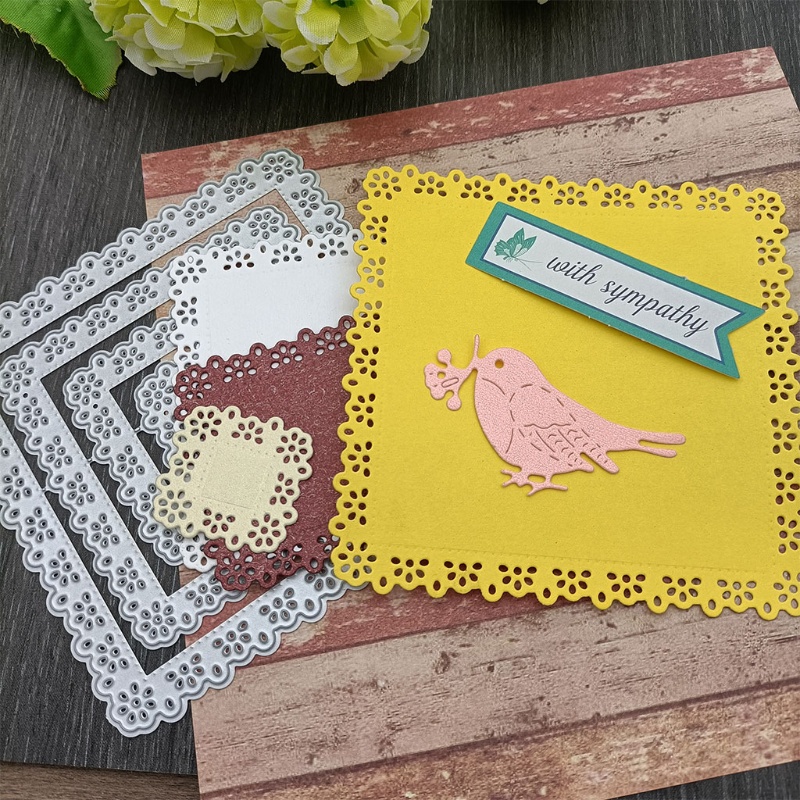 Khuôn Cắt Giấy Kim Loại Hình Vuông Dùng Để Trang Trí Thiệp / Scrapbook