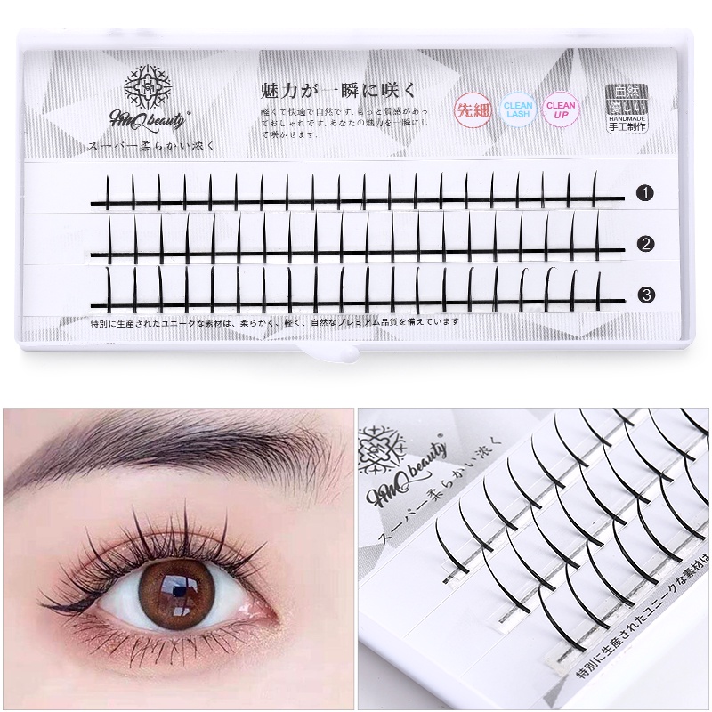 60 cụm lông mi kéo dài hình dạng một quạt cá nhân phẳng 3D mịn, chuẩn bị khối lượng lông mi mở rộng các mỹ phẩm trang điểm