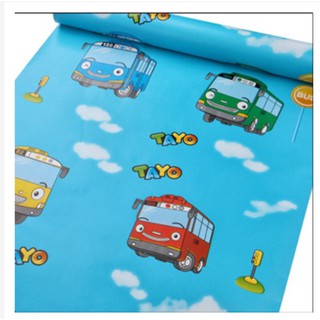 1 mét giấy dán tường Xe bus cho bé khổ 45cm keo sẵn bóc dán