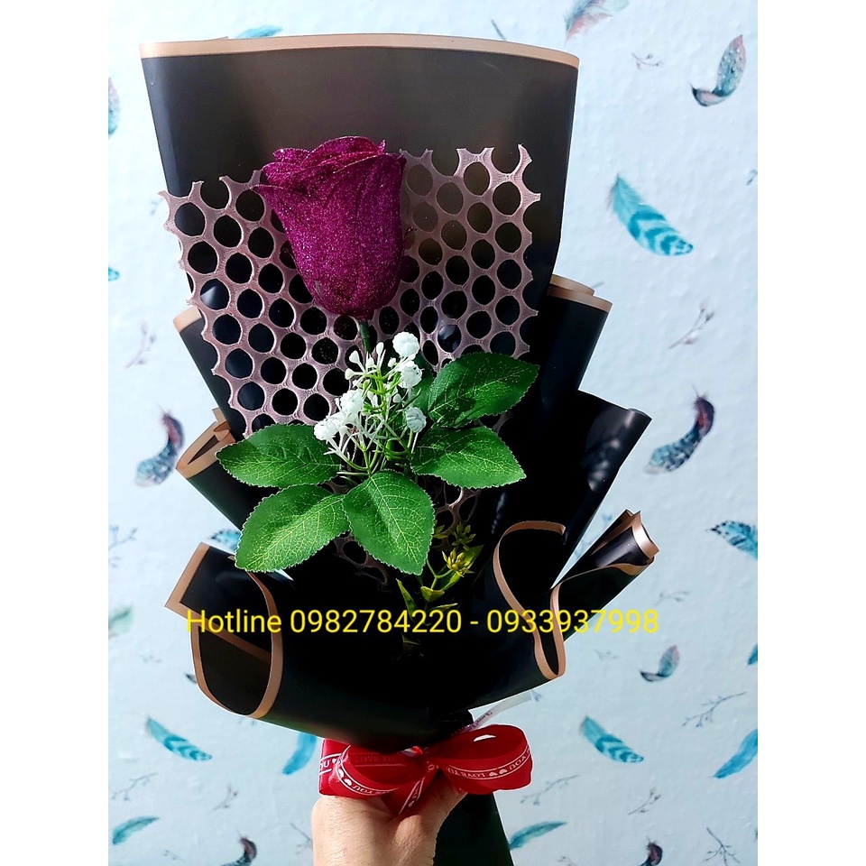 Bó hoa sáp 1 bông Linh Xù Shop HS04 quà lưu niệm, kỷ niệm, sinh nhật, quà tặng mẹ
