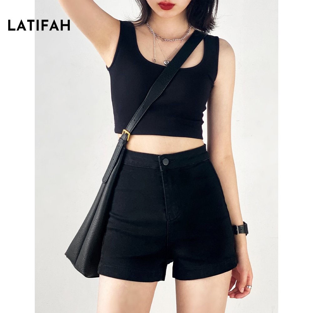 Quần short jean nữ co giãn LATIFAH không túi basic QS028 phong cách hàn quốc