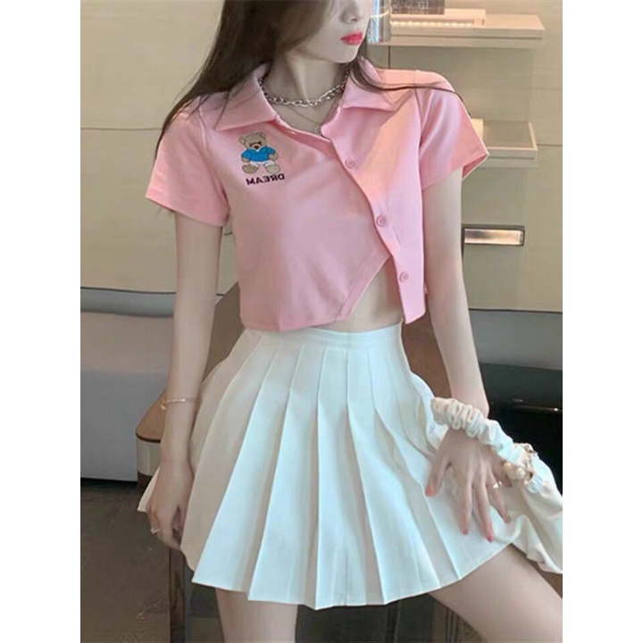 Chân Váy Ngắn Dập Li Vây Trơn