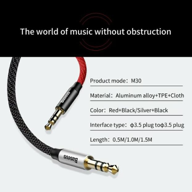 [Mã ELHACE giảm 4% đơn 300K] Dây cáp âm thanh chất lượng cao AUX Audio 3.5 Baseus M30