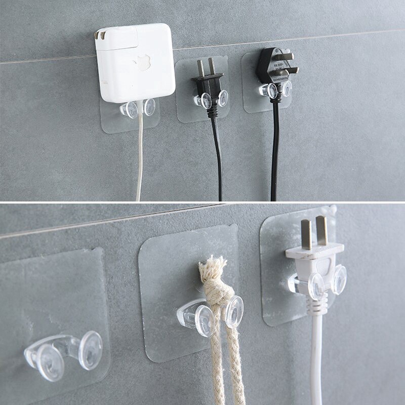4 Móc Gài Treo Phích Điện, Móc Dán Tường, Móc Dán Kẹp Giữ Dây Điện, Kê Sạc Điện Thoại, Gọn Gàng Trên Tường, Kingler 4000
