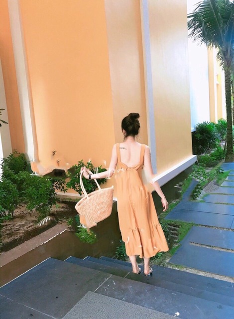 ĐẦM MAXI BUỘC NƠ LƯNG kt